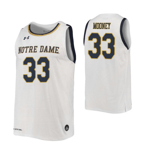 John Mooney College Basketball Jersey White Notre Dame Fighting Irish | Stitched Jersey RTJS 3972