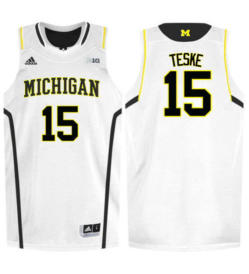 Michigan Wolverines 15 Jon Teske College Basketball Jersey White 3147 | Stitched Jersey RTJS 8601