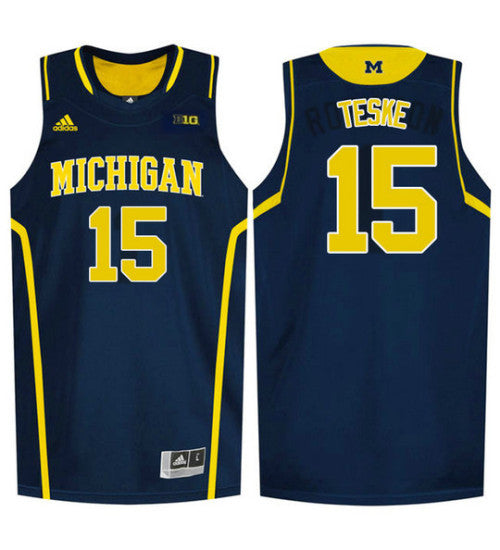 Michigan Wolverines 15 Jon Teske College Basketball Jersey Navy 3145 | Stitched Jersey RTJS 8603