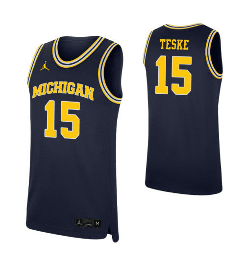 Jon Teske College Basketball Jersey Navy Michigan Wolverines stitched retro jersey