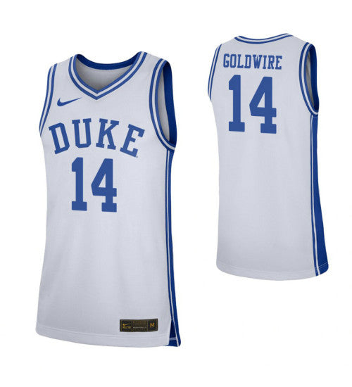 Duke Blue Devils 14 Jordan Goldwire White College Basketball Jersey | Stitched Jersey RTJS 4787