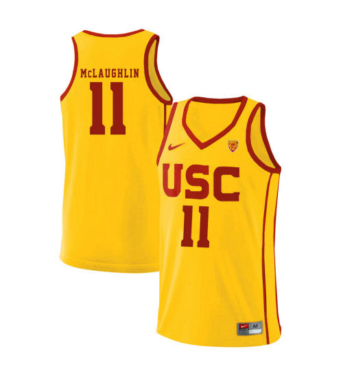 USC Trojans Jordan Mclaughlin 10940 #11 Yellow stitched throwback college basketball jersey