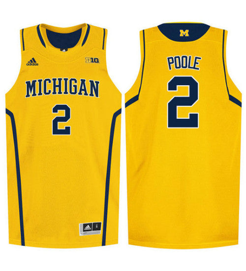 Michigan Wolverines #2 Jordan Poole College Basketball Jersey Gold stitched college jersey