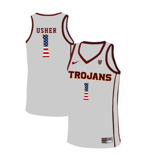USC Trojans Jordan Usher 10926 #1 White stitched throwback college basketball jersey