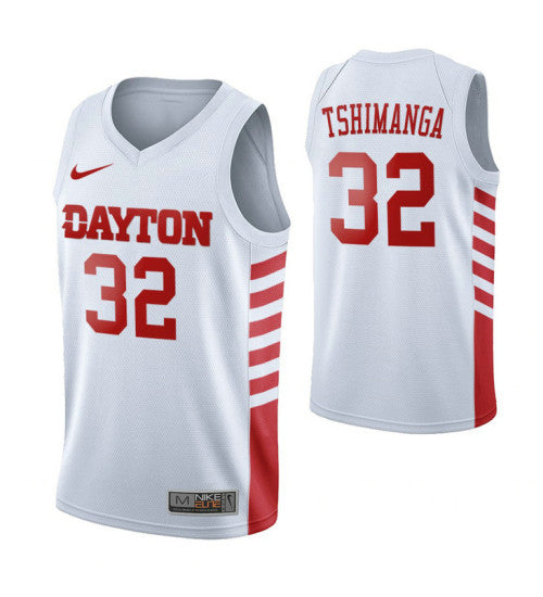 Dayton Flyers 32 Jordy Tshimanga College Basketball Jersey White stitched basketball jersey for game day fanwear
