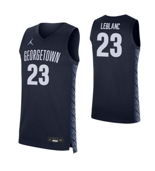 Georgetown Hoyas 23 Josh Leblanc Navy College Basketball Jersey | Stitched Jersey RTJS 4447