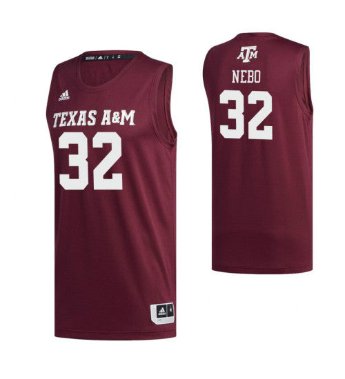 Texas Aampm Aggies Josh Nebo #32 Maroon stitched throwback college basketball jersey