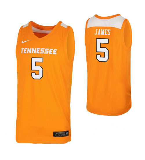 Tennessee Volunteers Josiah Jordan James Tennessee #5 Orange stitched throwback college basketball jersey