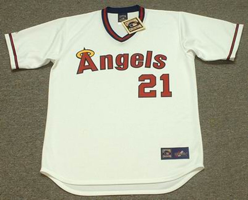 Wally Joyner California Angels 1986 Cooperstown Throwback Baseball Jersey jersey front view