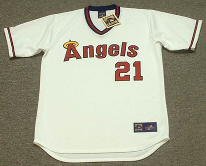 Wally Joyner California Angels 1986 Cooperstown Throwback Baseball Jersey jersey front view
