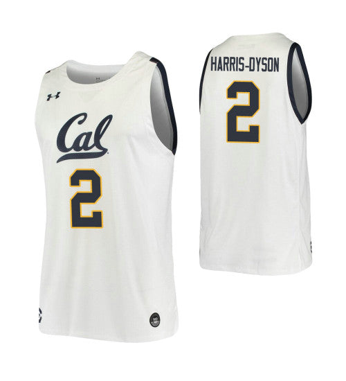 California Golden Bears 2 Juhwan Harris Dyson White College Basketball Jersey stitched basketball jersey for game day fanwear