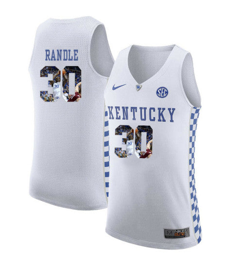 Kentucky Wildcats 30 Julius Randle College Basketball Jersey White stitched retro jersey