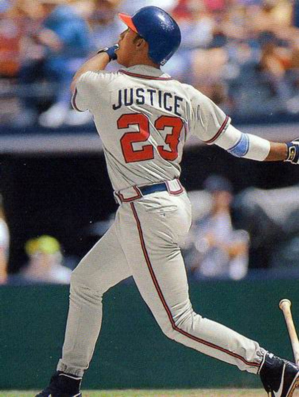 Atlanta Braves David Justice MLB jersey front view