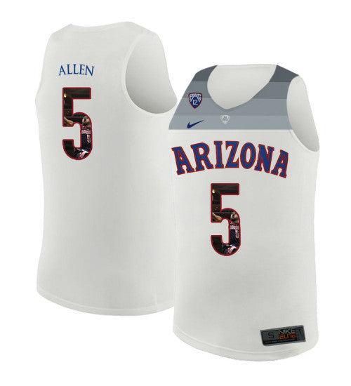 Arizona Wildcats 5 Kadeem Allen College Basketball Jersey White 323 stitched basketball jersey for game day fanwear