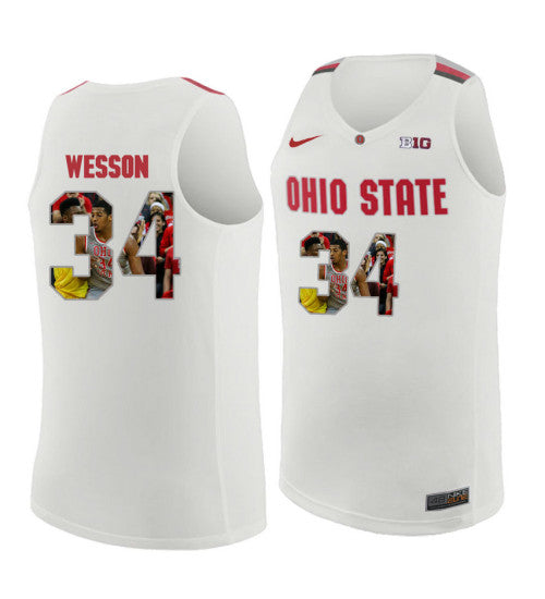 Ohio State Buckeyes #34 Kaleb Wesson College Basketball Jersey White 9837 stitched college jersey