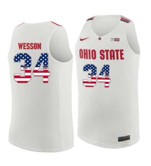 Ohio State Buckeyes #34 Kaleb Wesson College Basketball Jersey White 9838 stitched college jersey