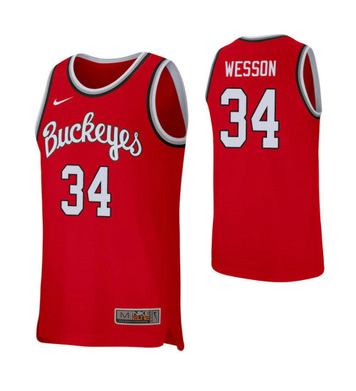 Kaleb Wesson College Basketball Jersey Scarlet Ohio State Buckeyes stitched retro jersey