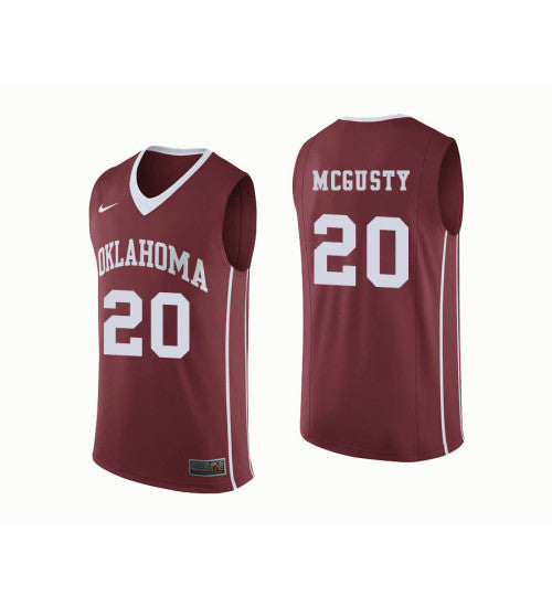 Oklahoma Sooners #20 Kameron Mcgusty College Basketball Jersey Crimson stitched college jersey