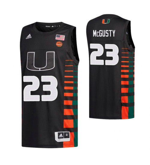 Miami Hurricanes 23 Kameron Mcgusty Black College Basketball Jersey | Stitched Jersey RTJS 8937