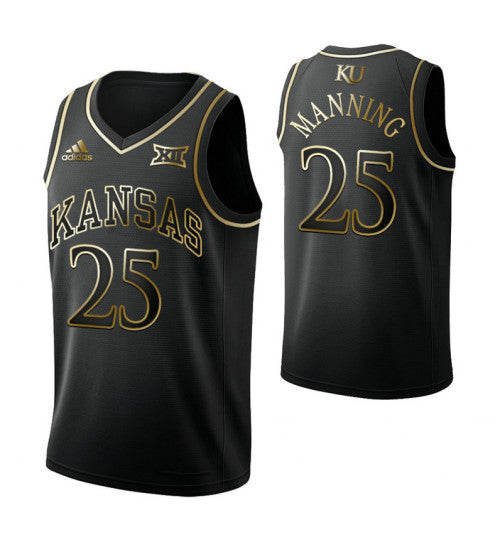 Danny Manning Kansas Jayhawks Black Golden Edition College Basketball Jersey | Stitched Jersey RTJS 4971