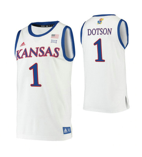Kansas Jayhawks 1 Devon Dotson White College Basketball Jersey | Stitched Jersey RTJS 3921
