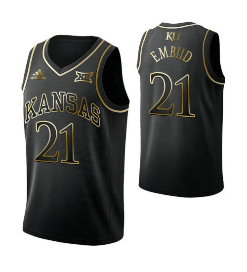 Kansas Jayhawks 21 Joel Embiid Black College Basketball Jersey stitched retro jersey