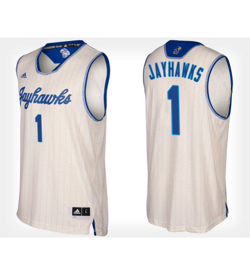Kansas Jayhawks 1 Cream College Basketball Jersey stitched retro jersey