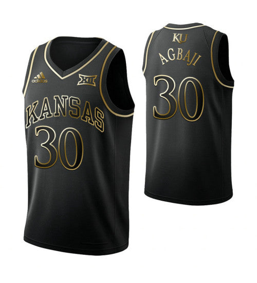 Kansas Jayhawks 30 Ochai Agbaji Black College Basketball Jersey | Stitched Jersey RTJS 3821