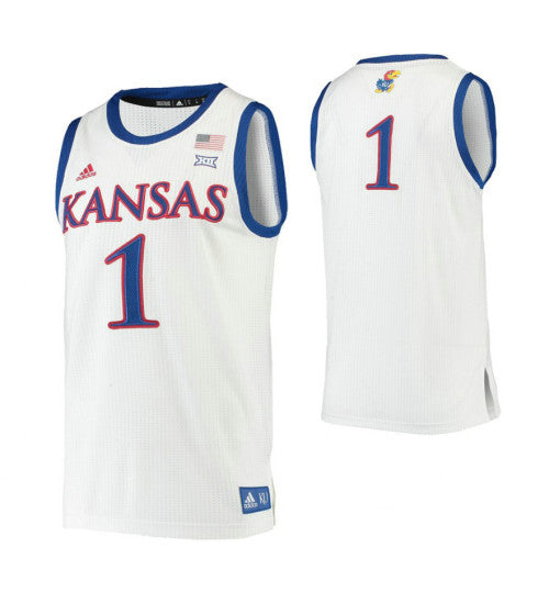 Kansas Jayhawks 1 College Basketball Jersey White | Stitched Jersey RTJS 3933