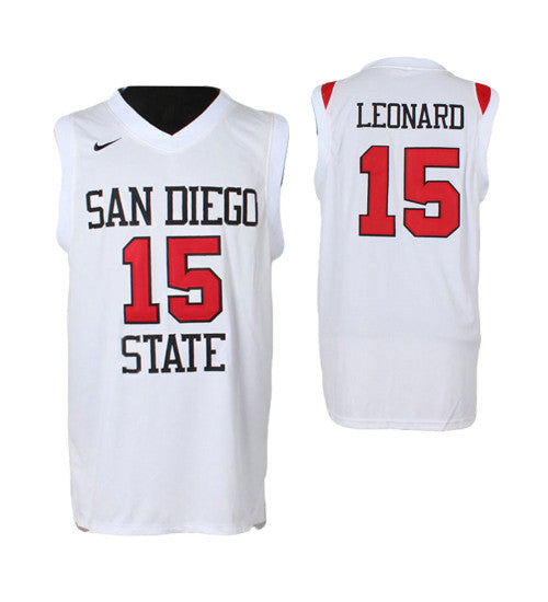 San Diego State Aztecs Kawhi Leonard #15 White stitched throwback college basketball jersey