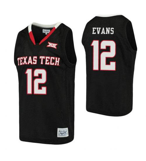Evans Alumni Texas Tech Red Raiders Keenan #12 Black stitched throwback college basketball jersey
