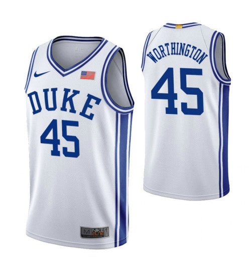 Duke Blue Devils 45 Keenan Worthington White College Basketball Jersey 1163 stitched retro jersey