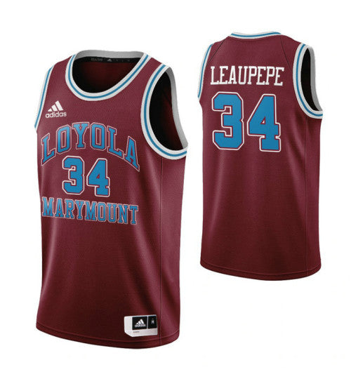Loyola Marymount Lions 34 Keli Leaupepe Throwback College Basketball Jersey Wine | Stitched Jersey RTJS 3353