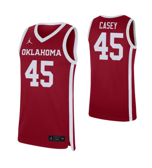 Oklahoma Sooners #45 Keller Casey Crimson College Basketball Jersey stitched college jersey