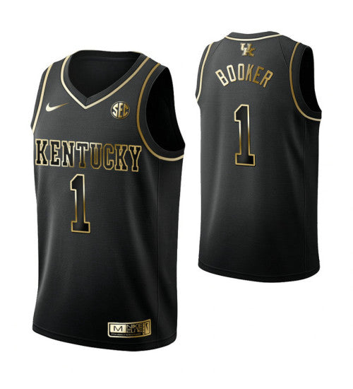 Devin Booker Kentucky Wildcats Black Golden Edition College Basketball Jersey stitched basketball jersey for game day fanwear