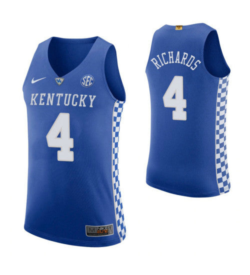 Nick Richards Kentucky Wildcats Royal College Basketball Jersey stitched college jersey
