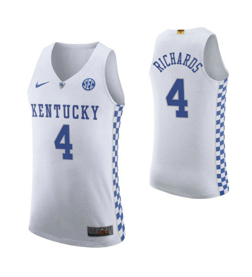 Kentucky Wildcats 4 Nick Richards White College Basketball Jersey 2318 stitched retro jersey