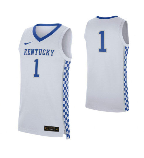 Kentucky Wildcats 1 College Basketball Jersey White stitched retro jersey