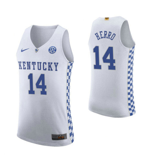 Kentucky Wildcats 14 Tyler Herro White College Basketball Jersey stitched retro jersey
