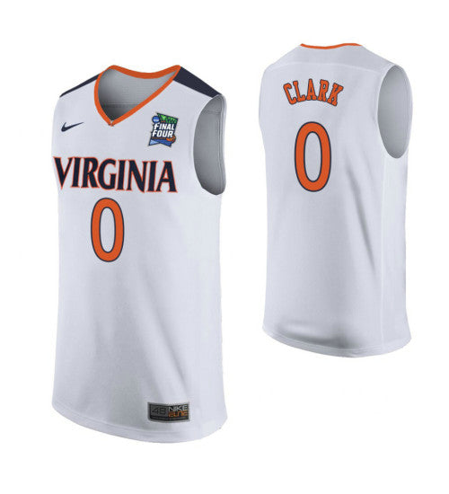 Clark 11255 Virginia Cavaliers Kihei #0 White stitched throwback college basketball jersey