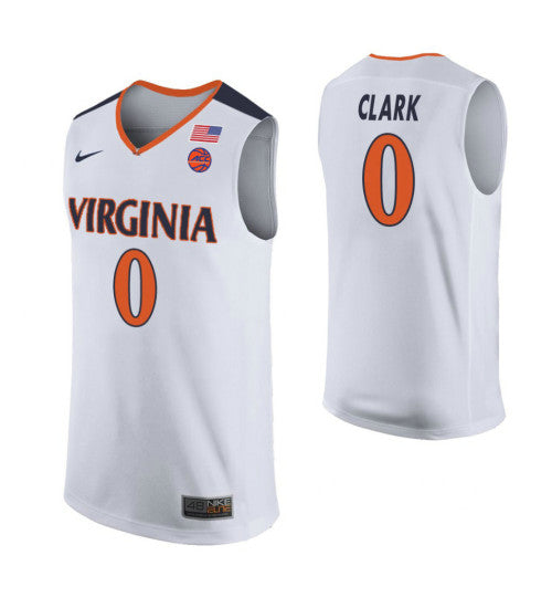Clark 11256 Virginia Cavaliers Kihei #0 White stitched throwback college basketball jersey