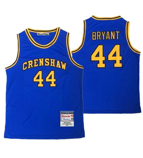 Lakers Kobe Bryant 44 Basketball Crenshaw High School College Basketball Jersey Blue stitched retro jersey