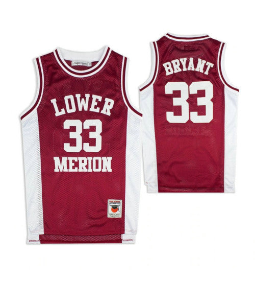 Lower Merion Kobe Bryant 33 High School Basketball College Basketball Jersey Maroon White stitched retro jersey