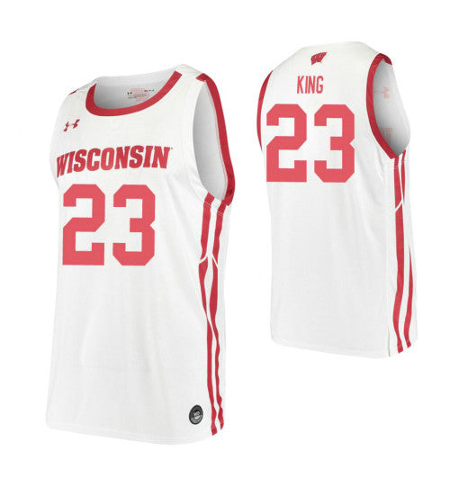 Wisconsin Badgers Kobe King #23 White stitched throwback college basketball jersey