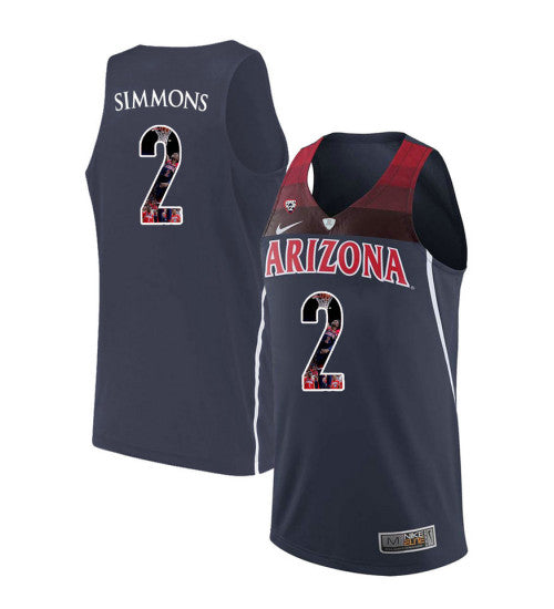 Arizona Wildcats 2 Kobi Simmons College Basketball Jersey Navy 244 stitched basketball jersey for game day fanwear