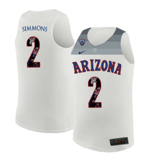 Arizona Wildcats 2 Kobi Simmons College Basketball Jersey White 247 stitched basketball jersey for game day fanwear