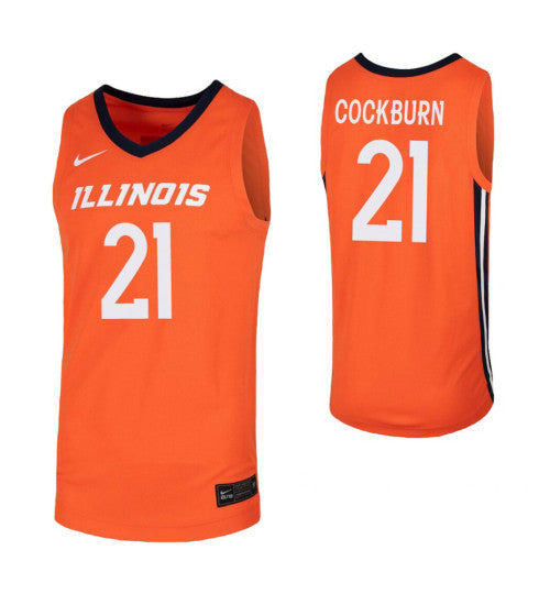 Kofi Cockburn College Basketball Jersey Orange Illinois Fighting Illini | Stitched Jersey RTJS 3548