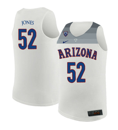 Arizona Wildcats 52 Kory Jones College Basketball Jersey White 341 stitched basketball jersey for game day fanwear