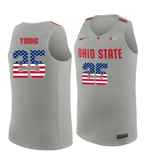 Ohio State Buckeyes 25 Kyle Young College Basketball Jersey Gray 4008 | Stitched Jersey RTJS 7740