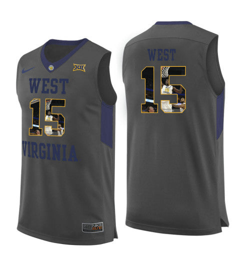 West Virginia Mountaineers 15 Lamont West College Basketball Jersey Gray 5684 | Stitched Jersey RTJS 6064